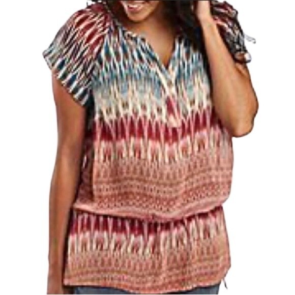 Beautiful colors chiffon peplum top size large - Picture 1 of 6